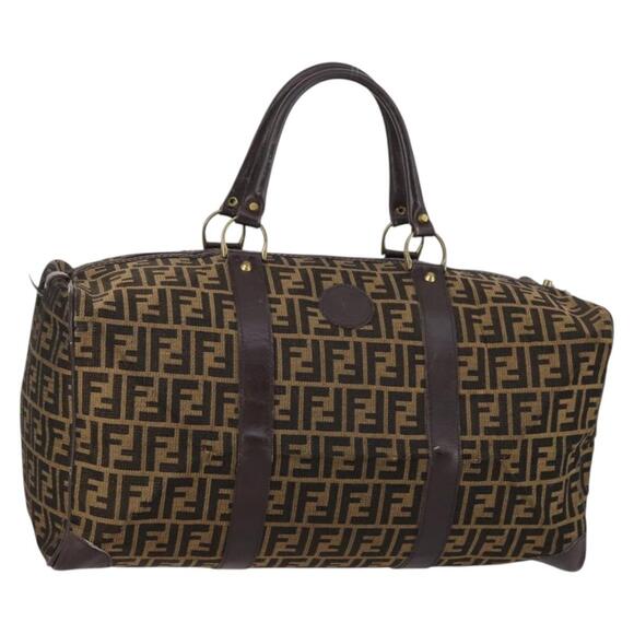 FENDI Zucca Canvas Boston Bag Black Brown - Picture 1 of 12